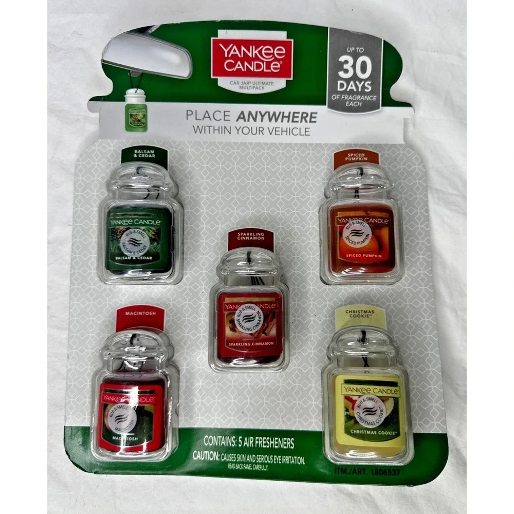 Yankee Candle Set Holiday Car Scents Set 5 Pumpkin Cedar Apple Cookie Cinnamon